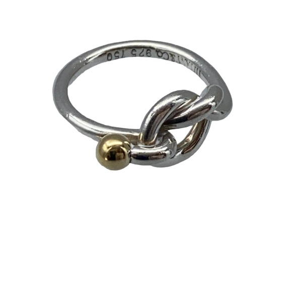 Tiffany & Co. Jewelry - Tiffany & Co Love Knot  Ring Silver 18k Yellow Gold Size 5